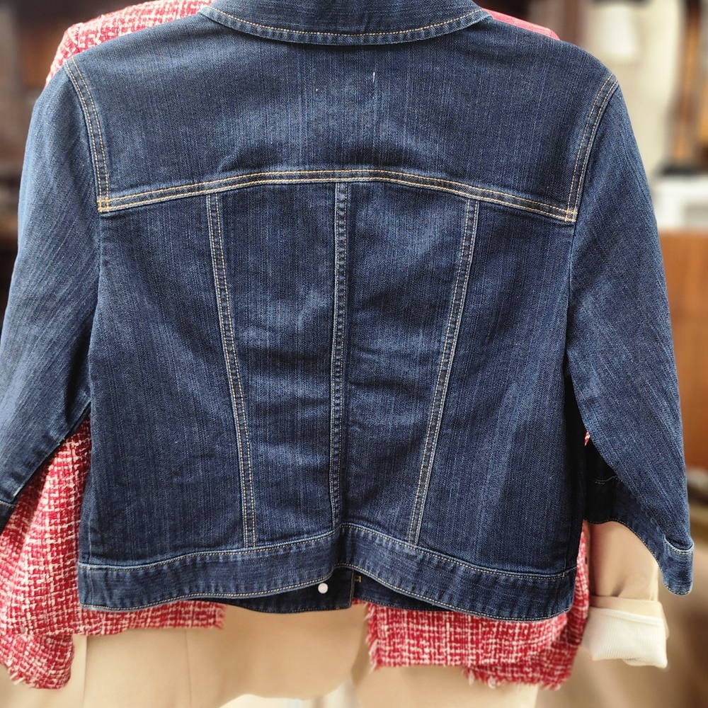 LOFT Indigo Denim Jacket with Contrast Stitching - Picture 3 of 4